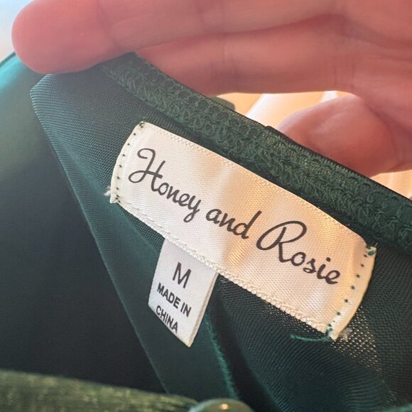 Honey and Rosie Square Neck Faux Wrap Satin Dress - Picture 2 of 5